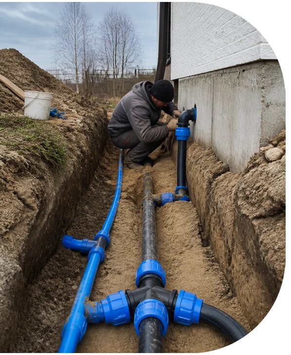 Монтаж наружного водопровода на участке под ключ в Борисоглебске